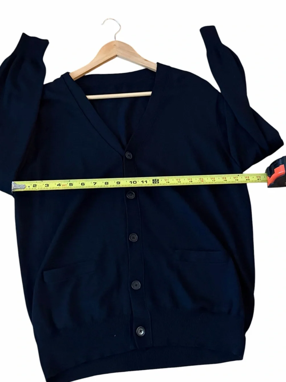 J.Crew 100% Merino Wool Navy V-Neck Button Down Cardigan Sweater Size Large